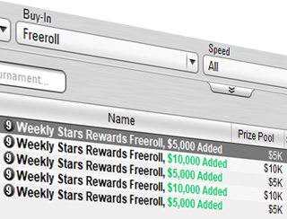 Listed freerolls in poker client